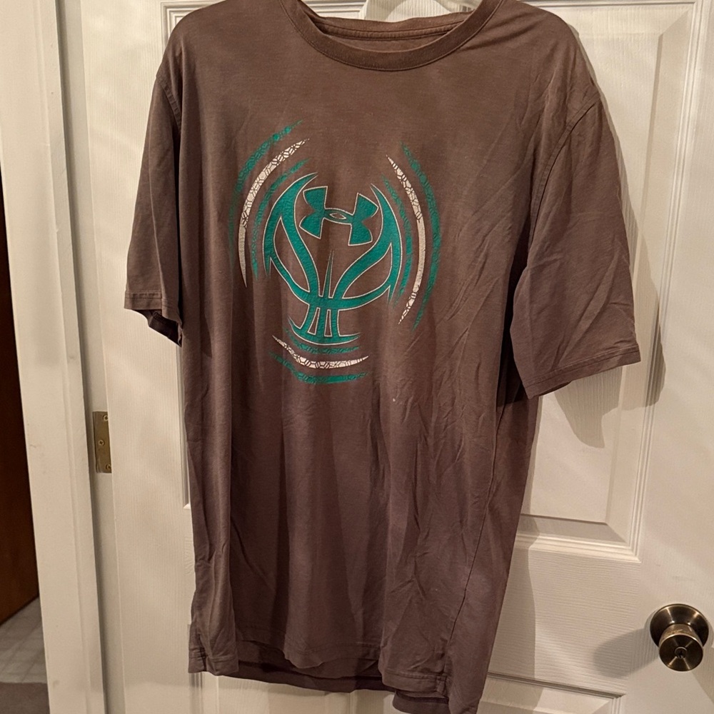 Under Armour Brown Graphic Tee with Teal Logo